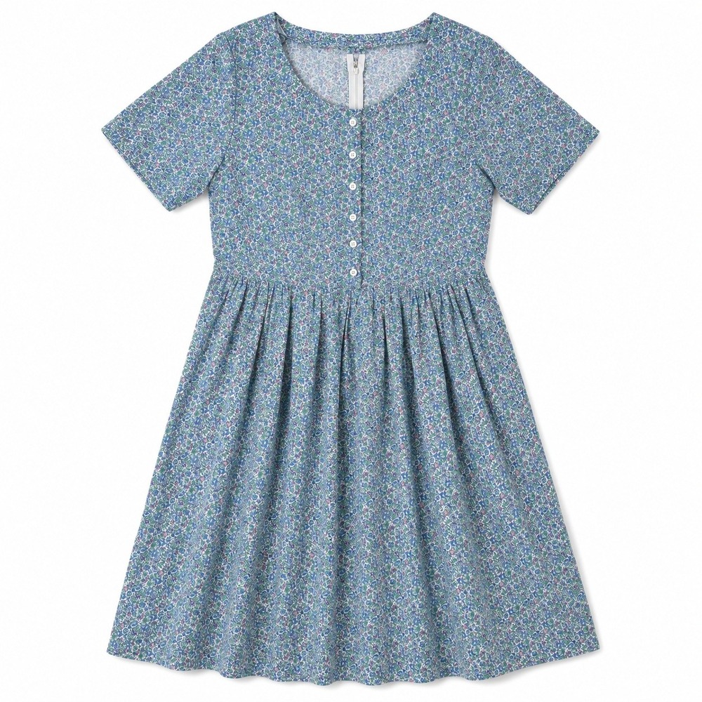 Vtg 1950s Style Blue Floral Ditsy Liberty Dress Pockets Cottagecore Prairie